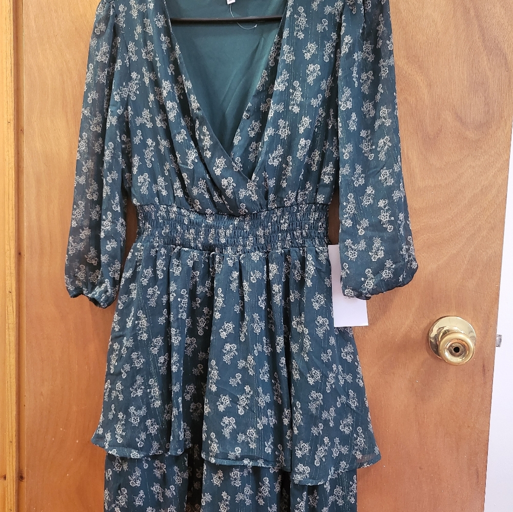 womens green floral dress